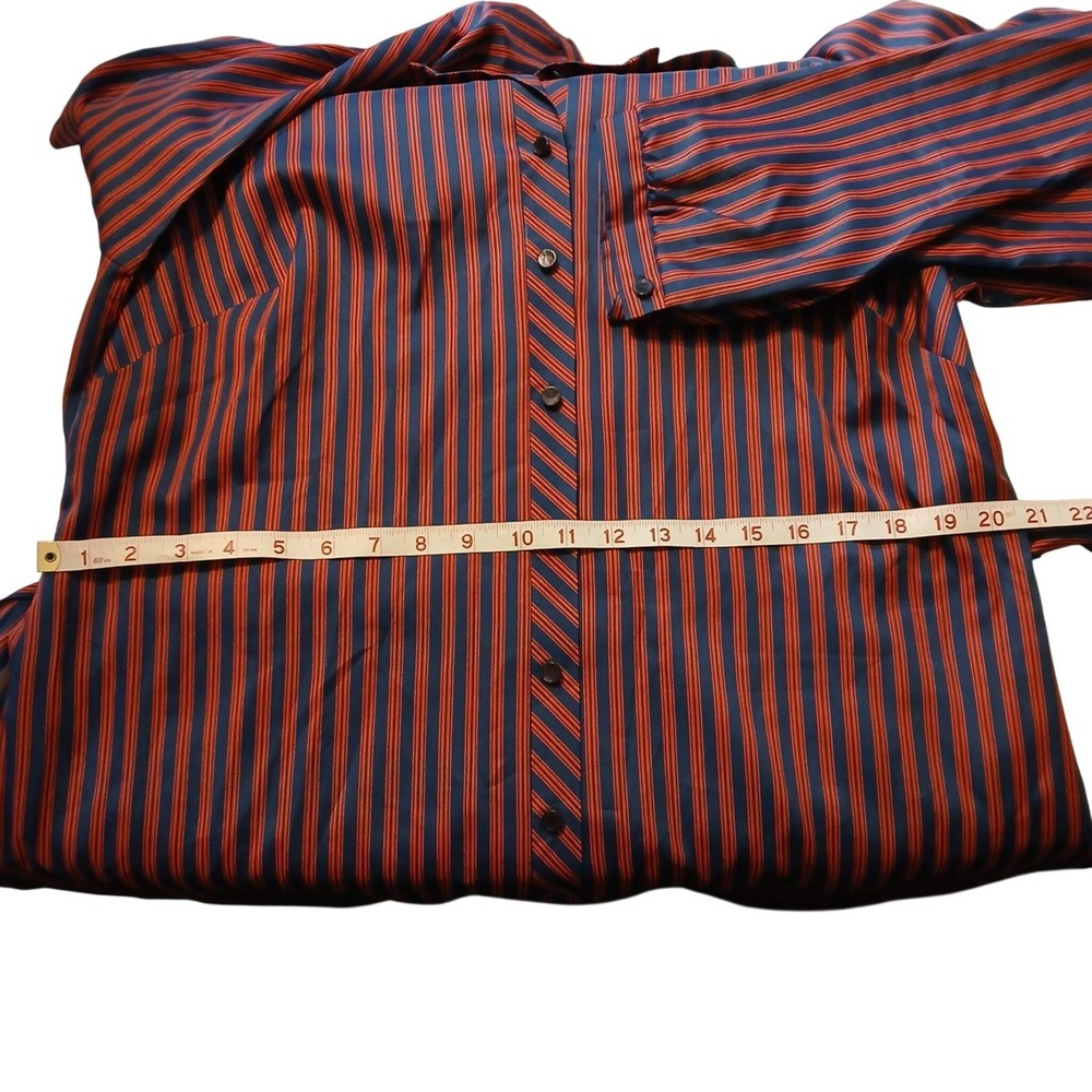 Vtg 80s Countess Striped Shirt Dress Navy Red Midi Button Belted 18C Mod Style - Picture 6 of 11